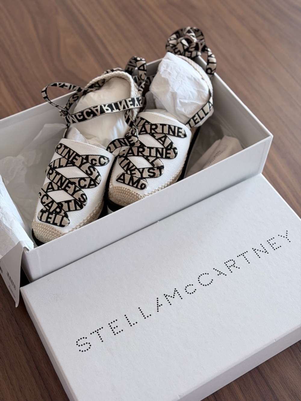 Stella McCartney Cream and Black Gaia Platform Espadrilles - Picture 2 of 3
